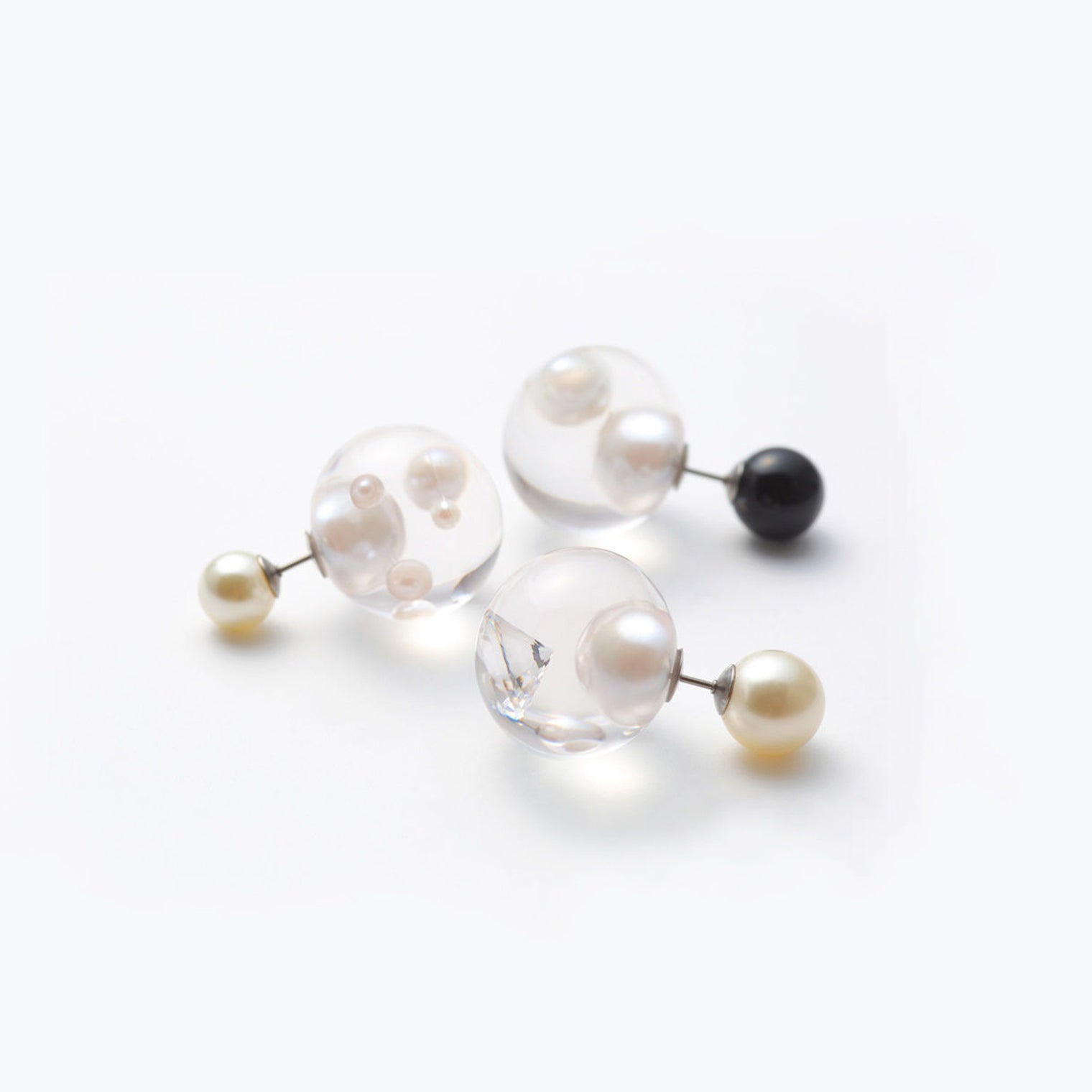 inclusion pierce (2 pieces pearls / large / black)