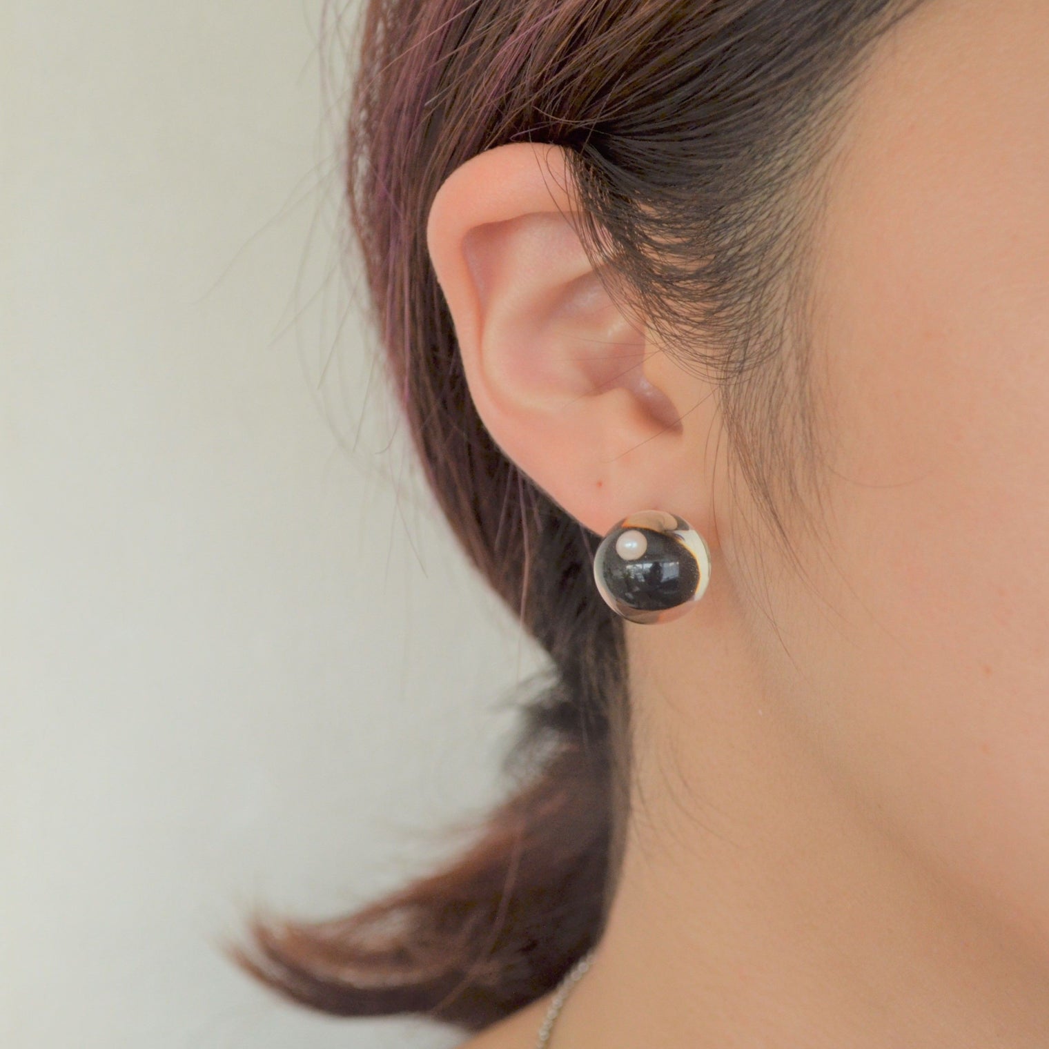 inclusion pierce (cubic zirconia / black / 1pearl)