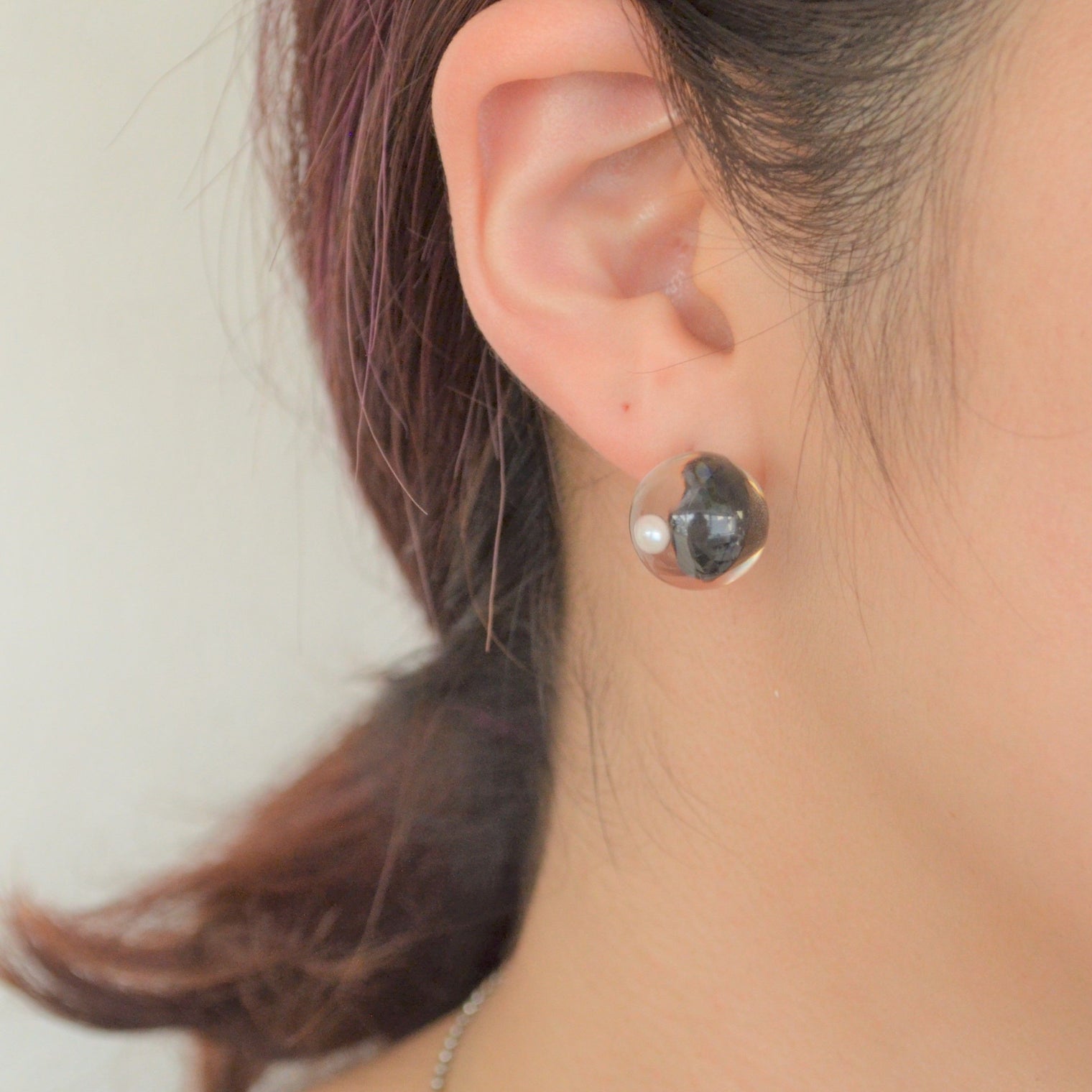 inclusion pierce (cubic zirconia / black / 1pearl)