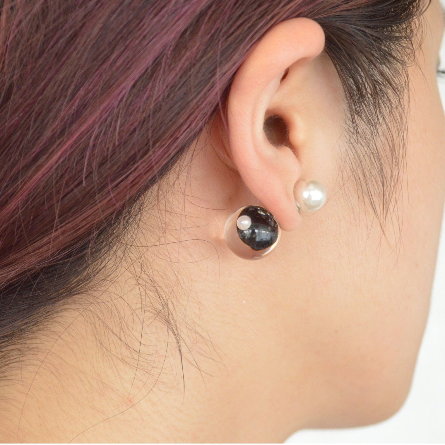 inclusion pierce (cubic zirconia / black / 1pearl)