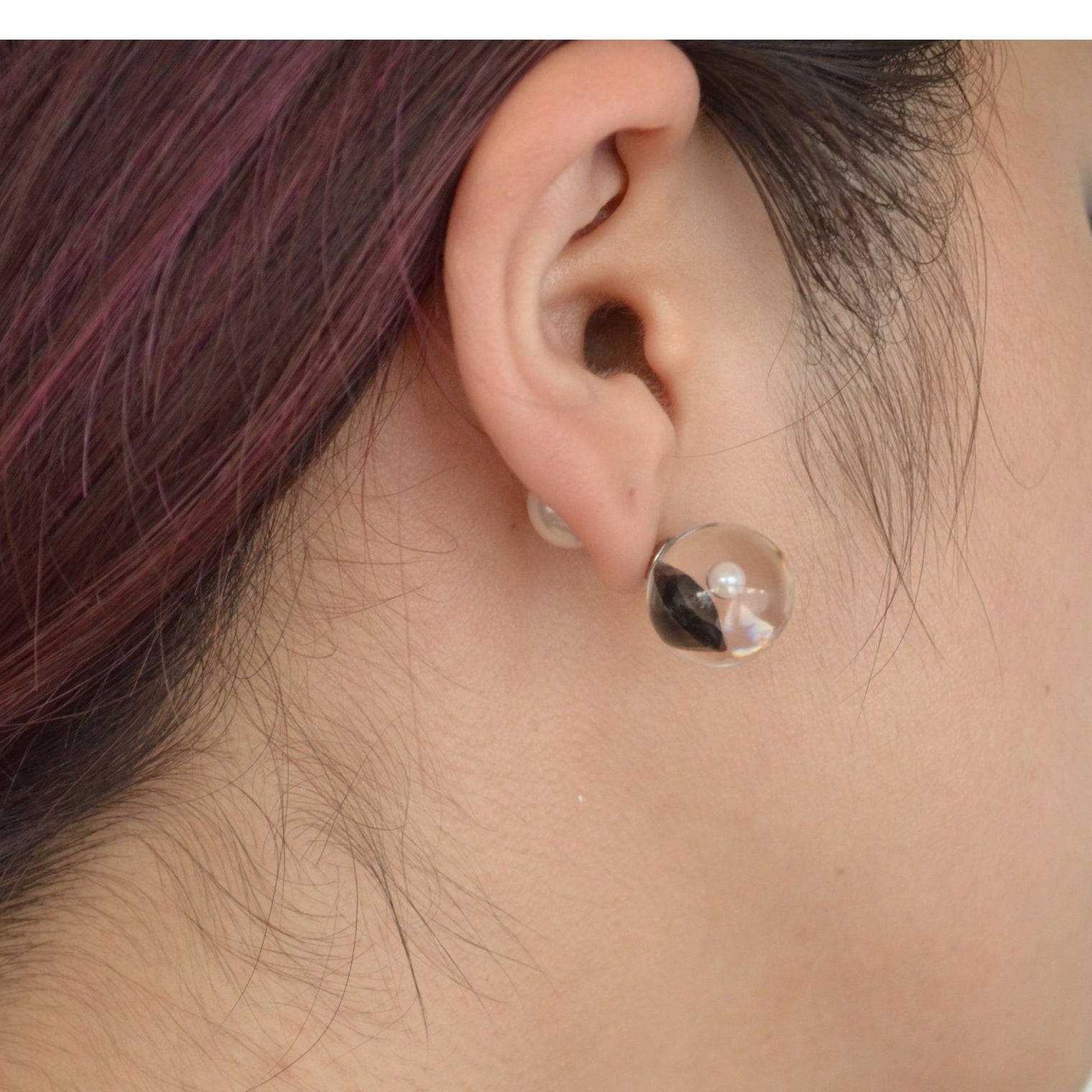 inclusion pierce (cubic zirconia / black / 1pearl)