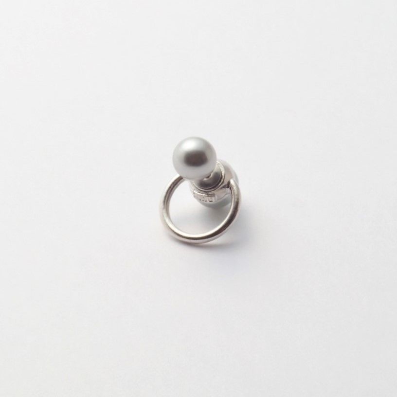 hoop catch pierce (pearl / 16mm hoop / silver)