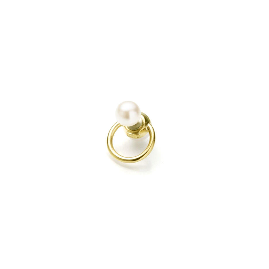 hoop catch pierce (pearl / 16mm hoop / gold)