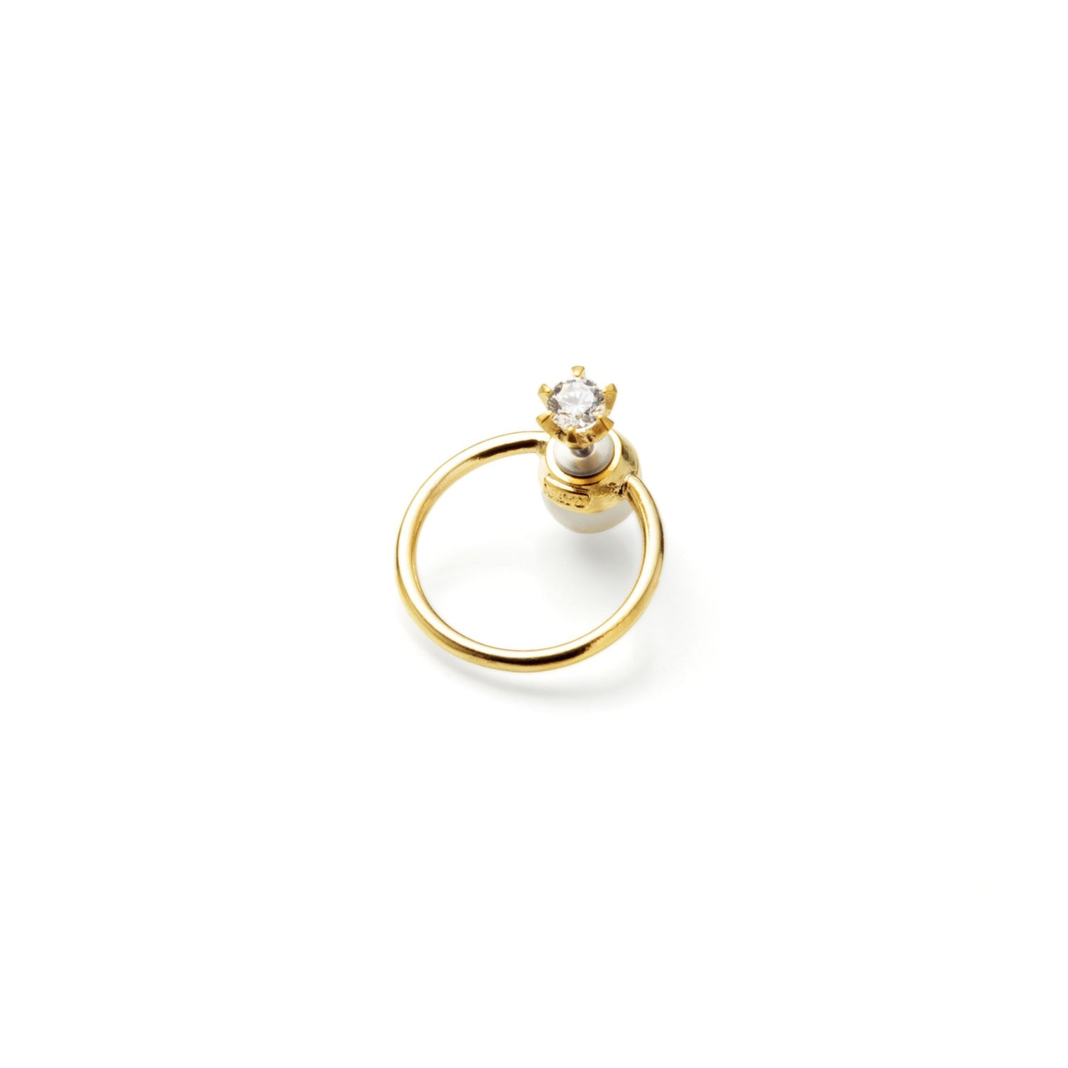 hoop catch pierce (cubic zirconia / 24mm hoop /gold)