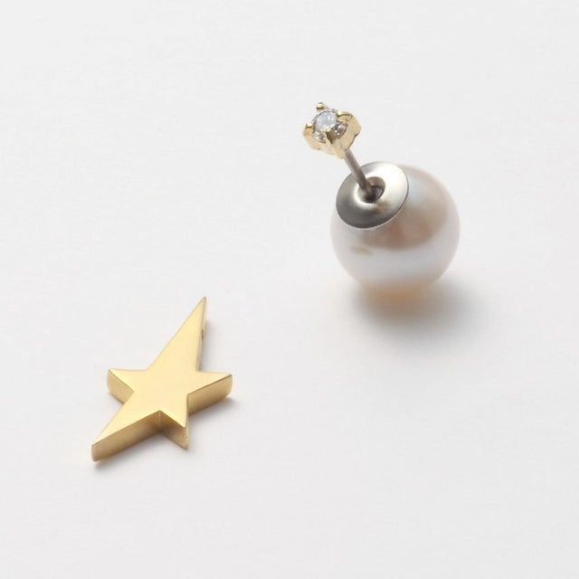 2way star pierce (vertical type/cubic zirconia/9mm pearl catch)