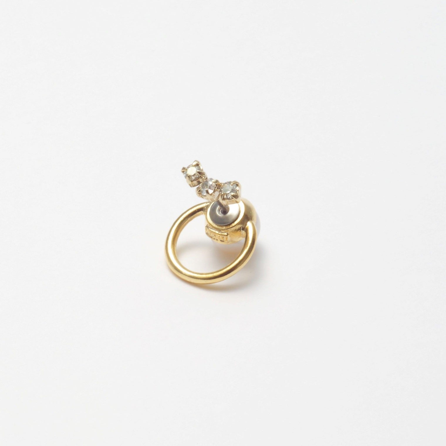 hoop catch pierce (3 crystal glass) /16mm hoop/gold)