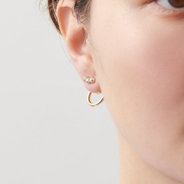 hoop catch pierce (3 crystal glass) /16mm hoop/gold)