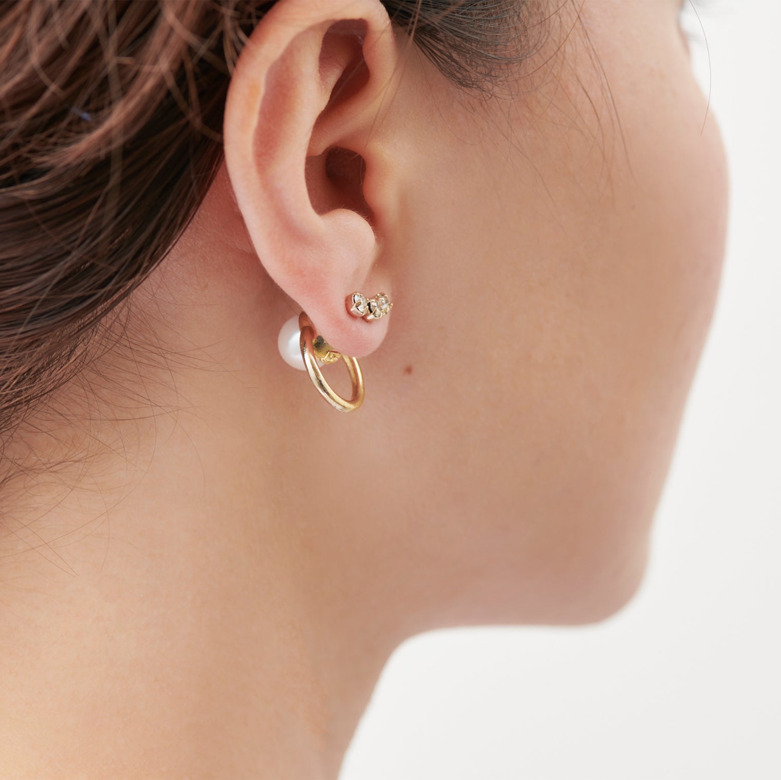 hoop catch pierce (3 crystal glass) /16mm hoop/gold)