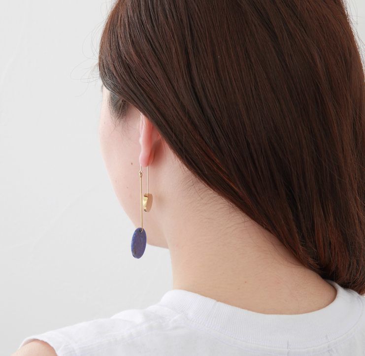 23mm sodalite / k10 post pierced earring