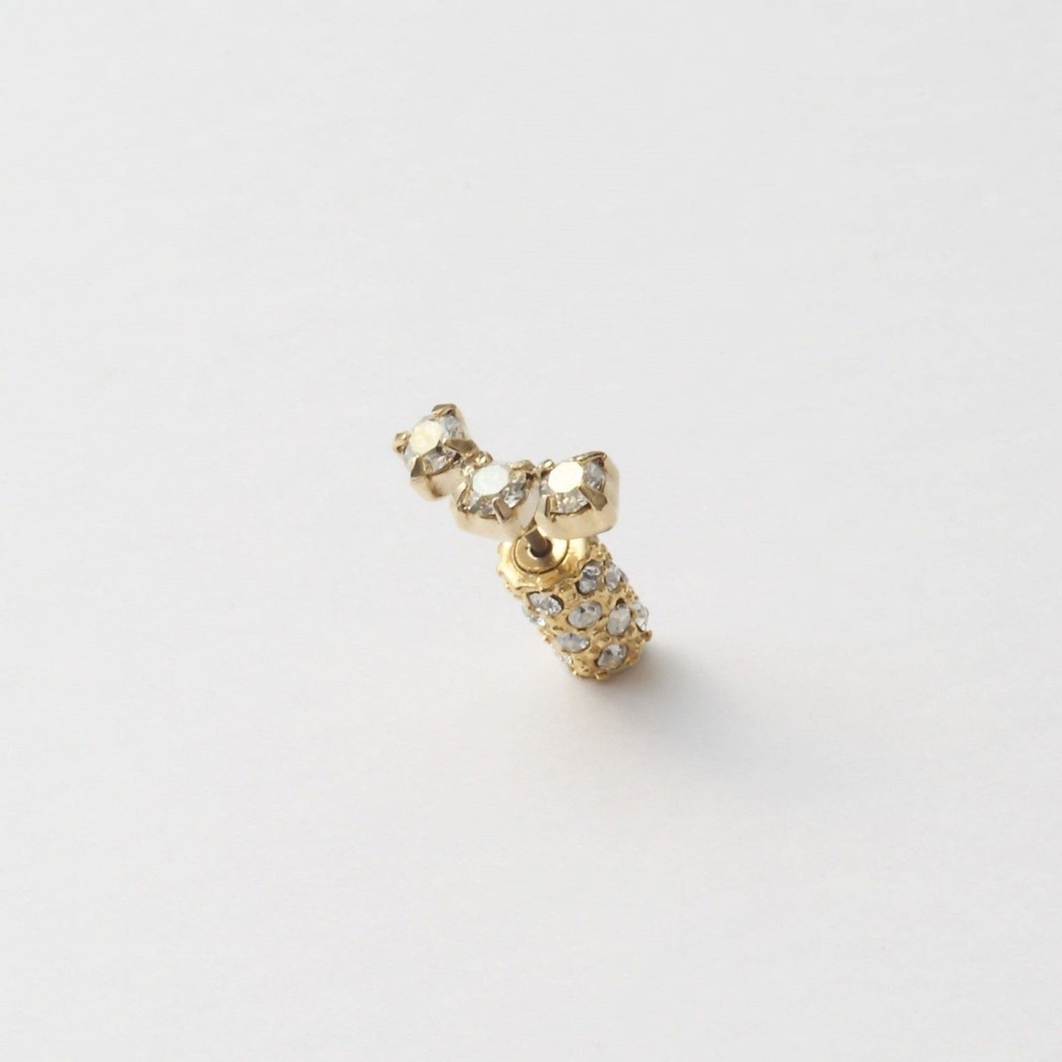 3 crystals gold catch pierce
