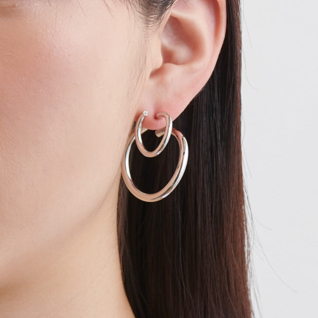 Silver line pierce(19㎜ line×30㎜ line/crystal glass/Silver)