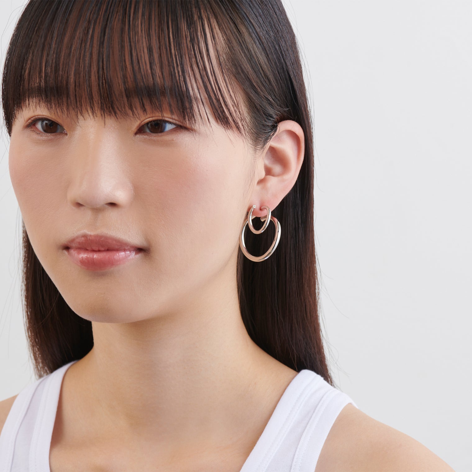 Silver line pierce(19㎜ line×30㎜ line/crystal glass/Silver)