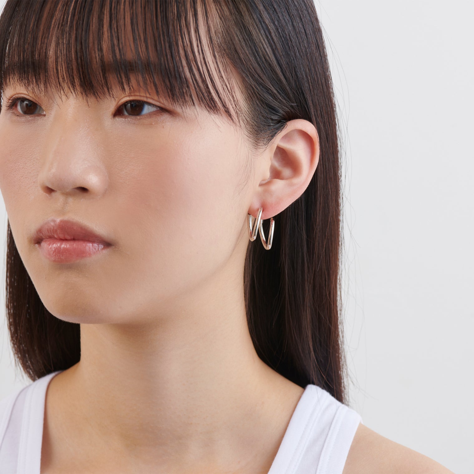 Silver line pierce(19㎜ line×19㎜ line/crystal glass/Silver)