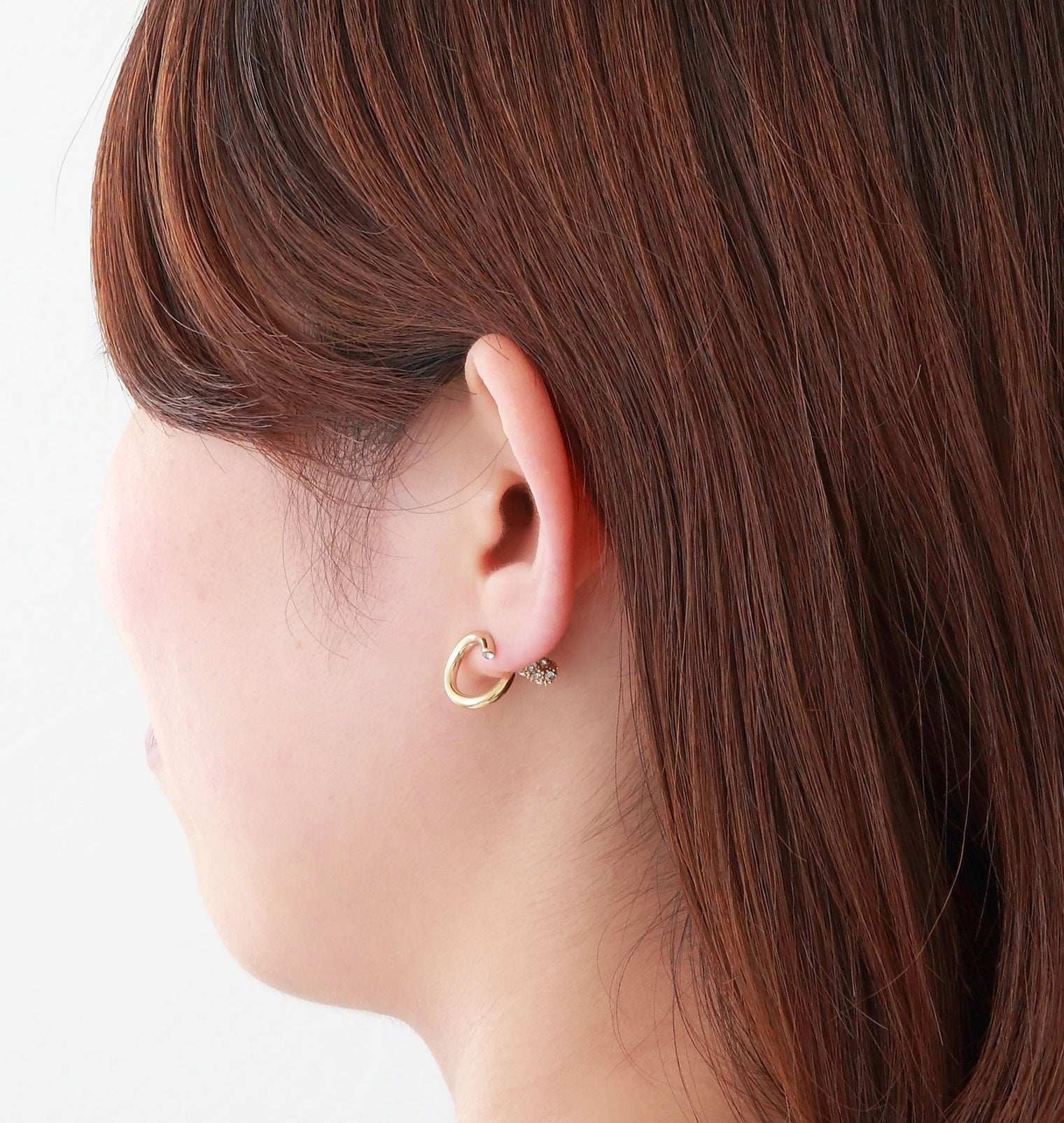 Gold line pierce(13㎜ line/Front type/crystal glass/Gold catch)