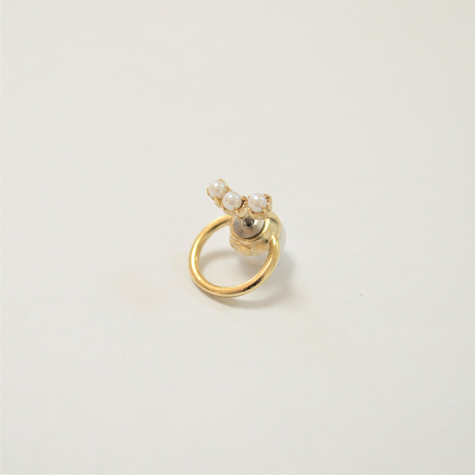 hoop catch pierce (3 pearls) /16mm hoop/gold)