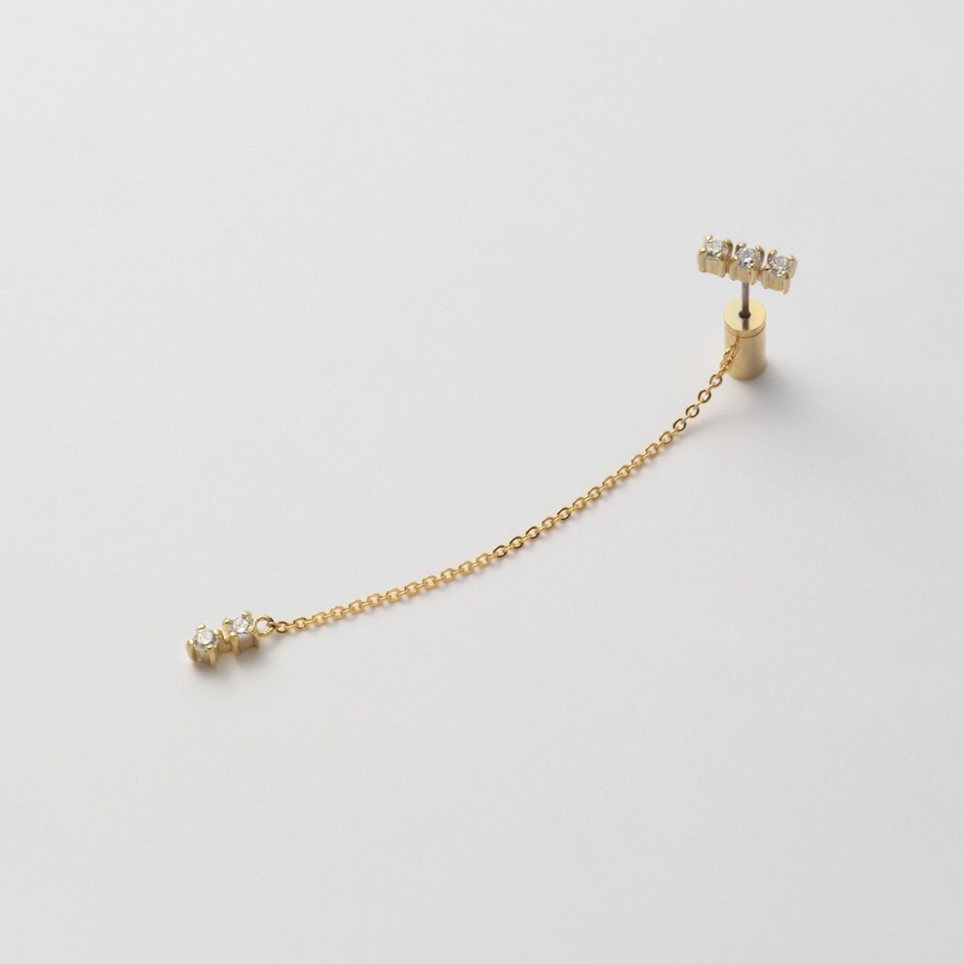 3 cubic zirconia top +2 cubic zirconia clasp pierce