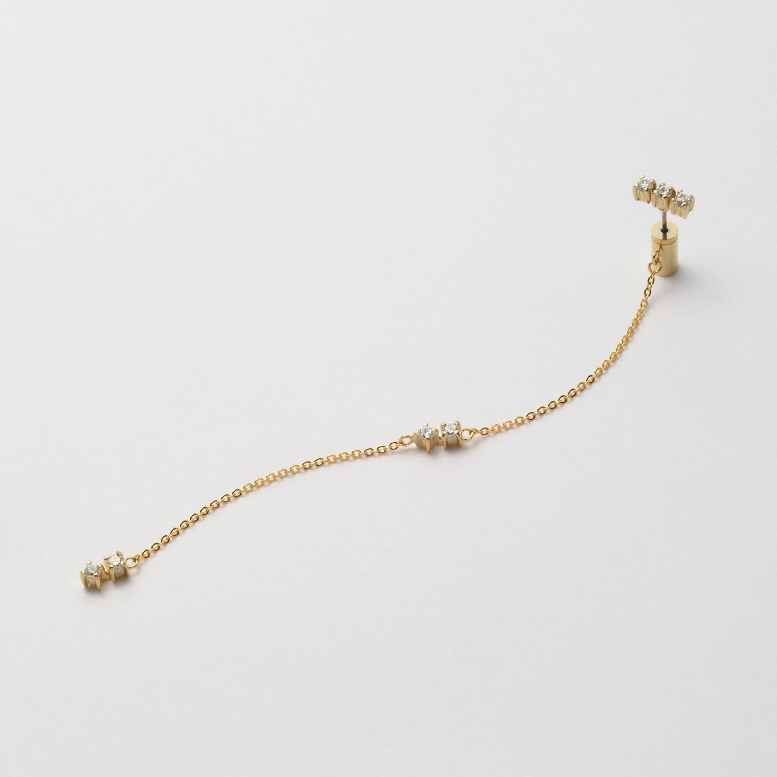 3 cubic zirconia top +5 cubic zirconia clasp pierce