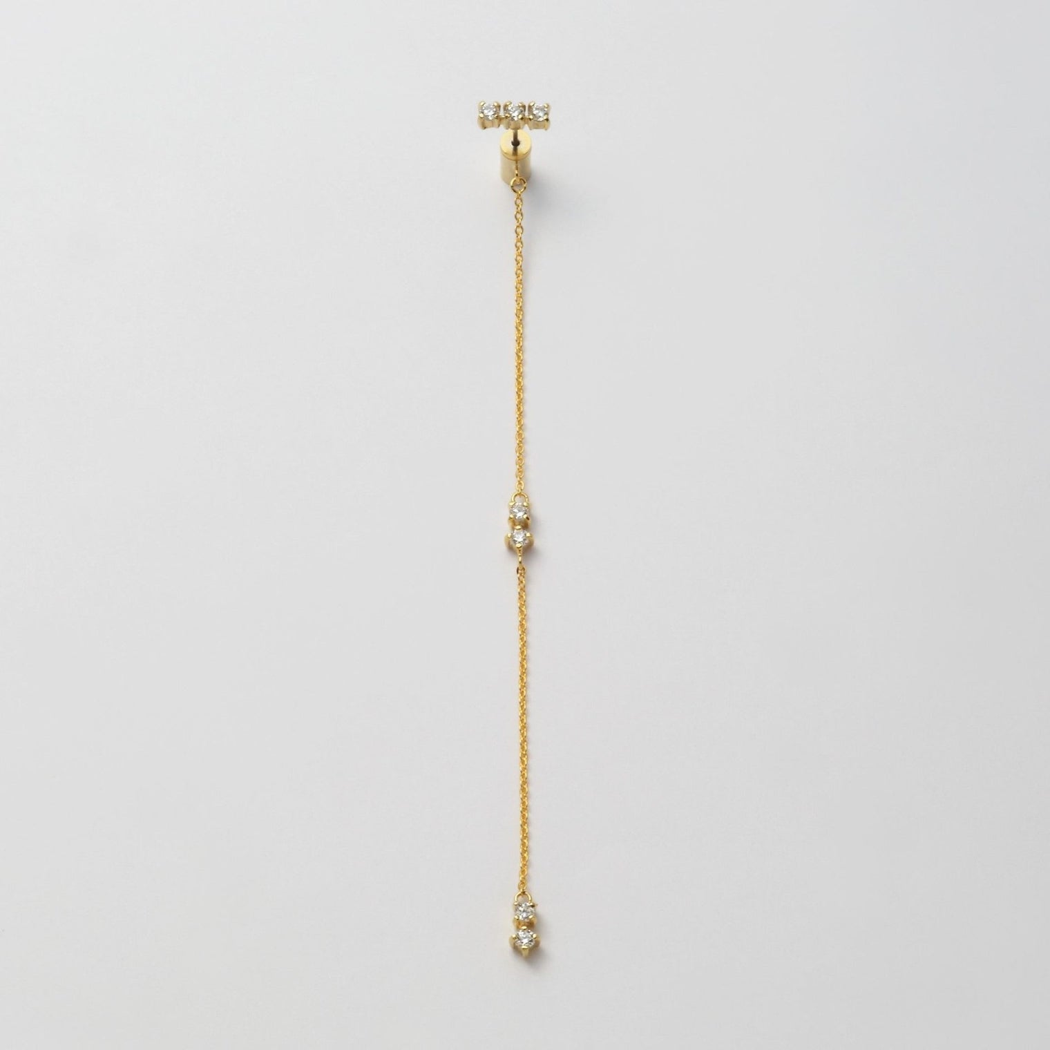 3 cubic zirconia top +5 cubic zirconia clasp pierce