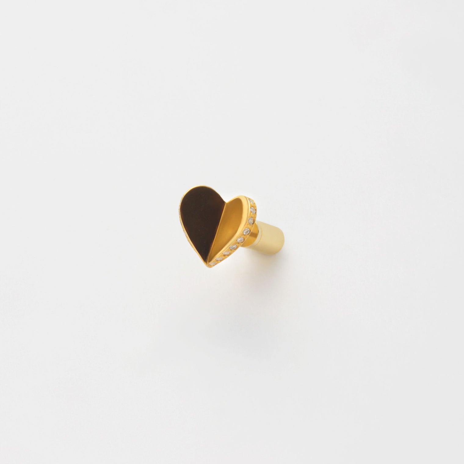 Small heart line stone pierce (gold / cubic zirconia)