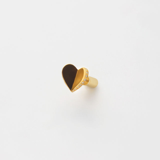 Small heart line stone pierce (gold / cubic zirconia)
