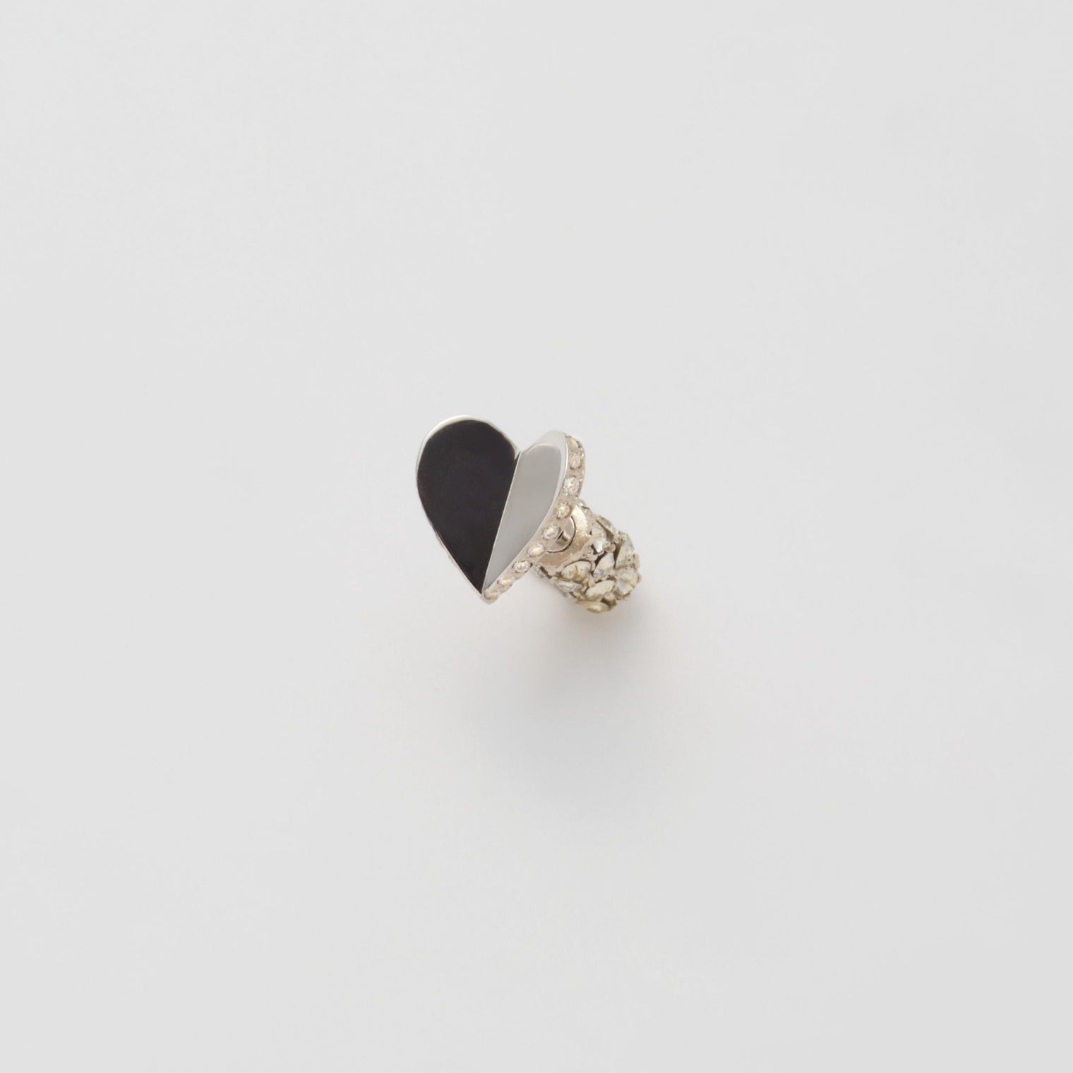 Small heart line stone pierce (silver / cubic zirconia)