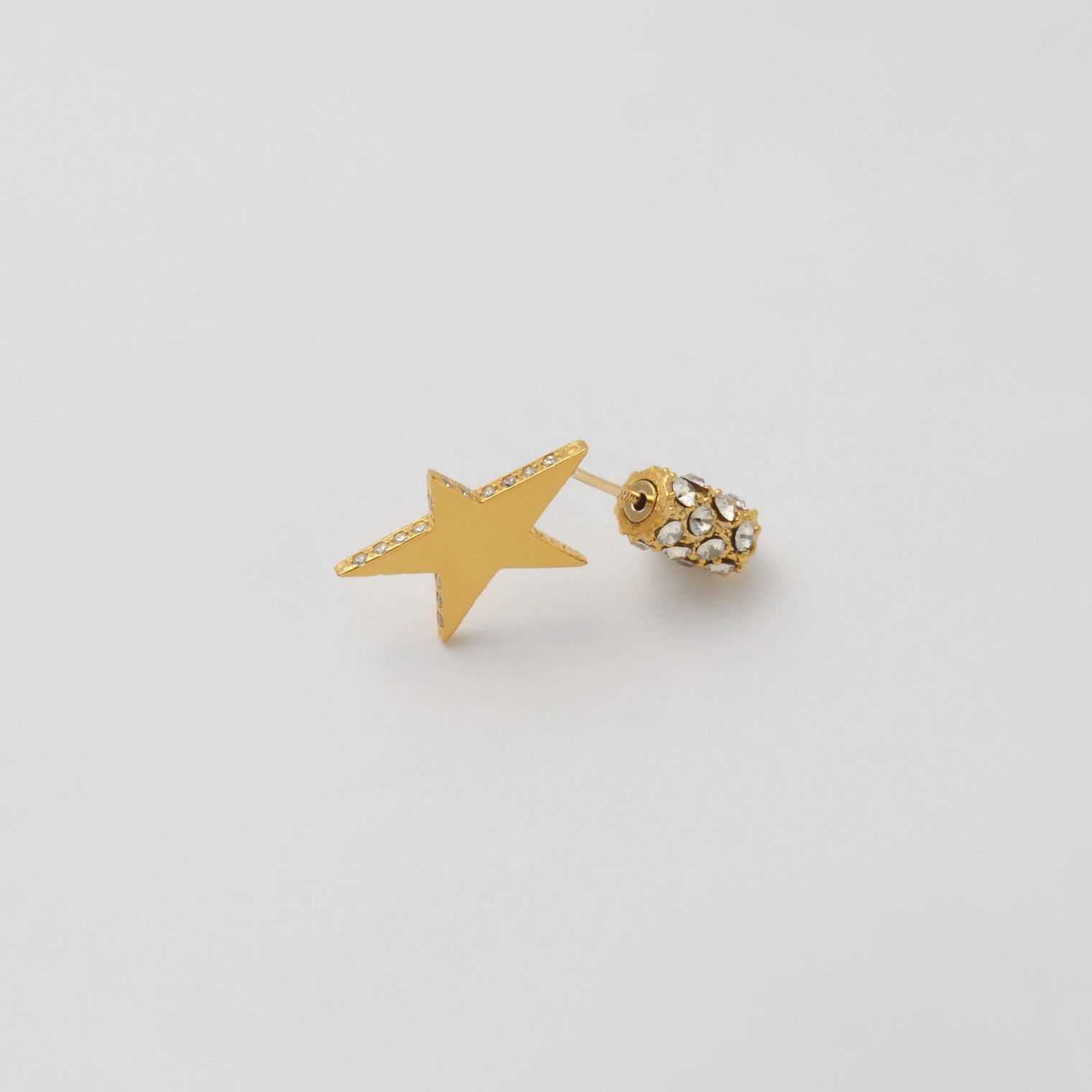Tiny star line stone pierce (gold / cubic zirconia / pave clasp)