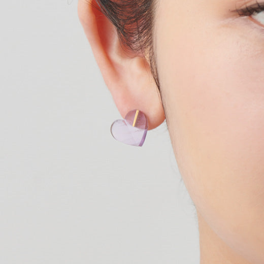 Heart pierced earring (Amethyst / K10 post)