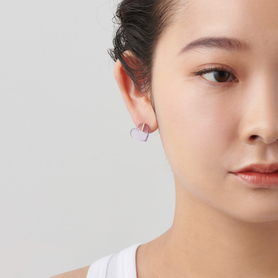 Heart pierced earring (Amethyst / K10 post)