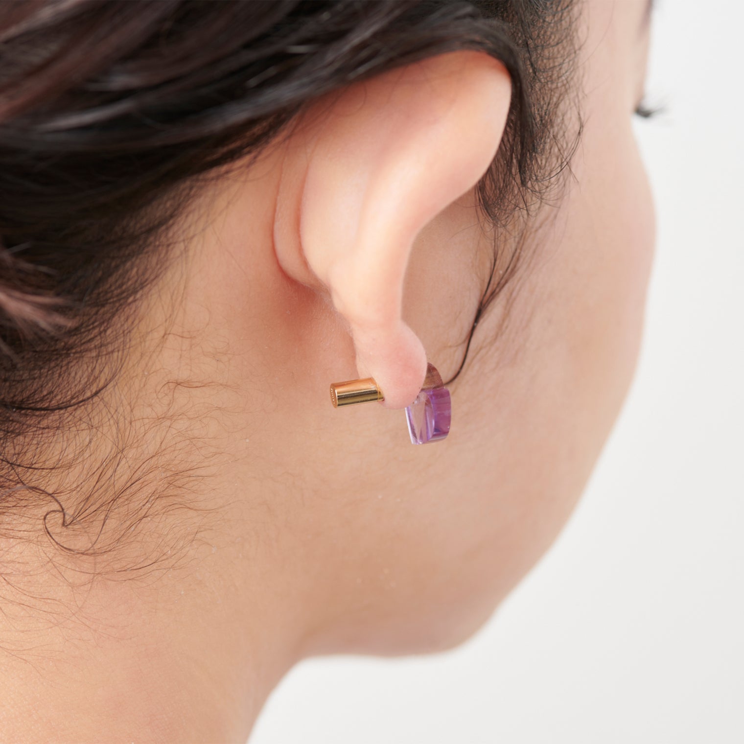 Heart pierced earring (Amethyst / K10 post)