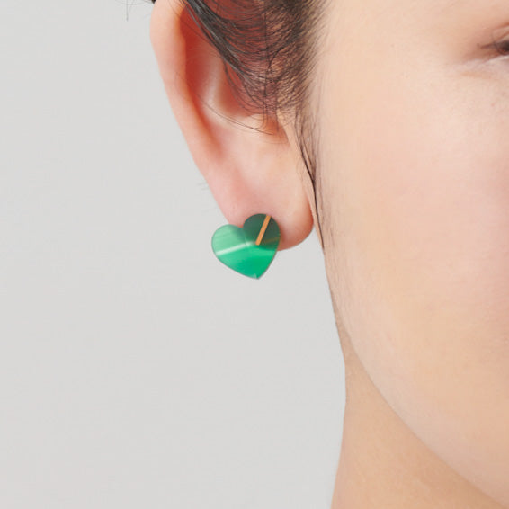 Heart pierced earring (Green agate / K10 post)