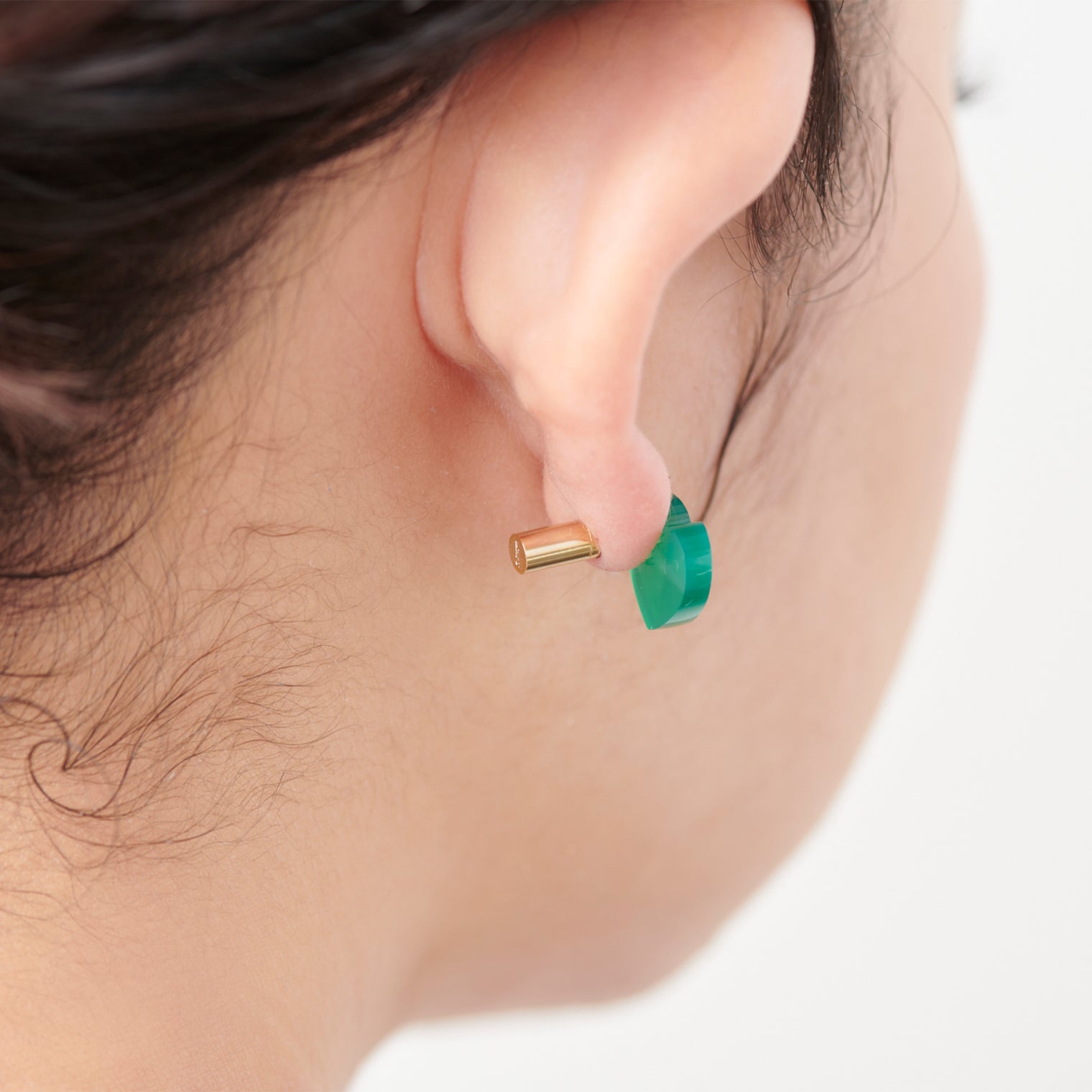 Heart pierced earring (Green agate / K10 post)