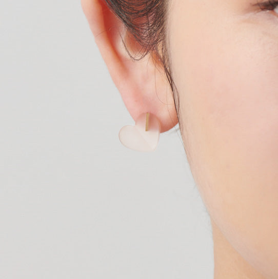 Heart pierced earring (Rose quartz / K10 post)