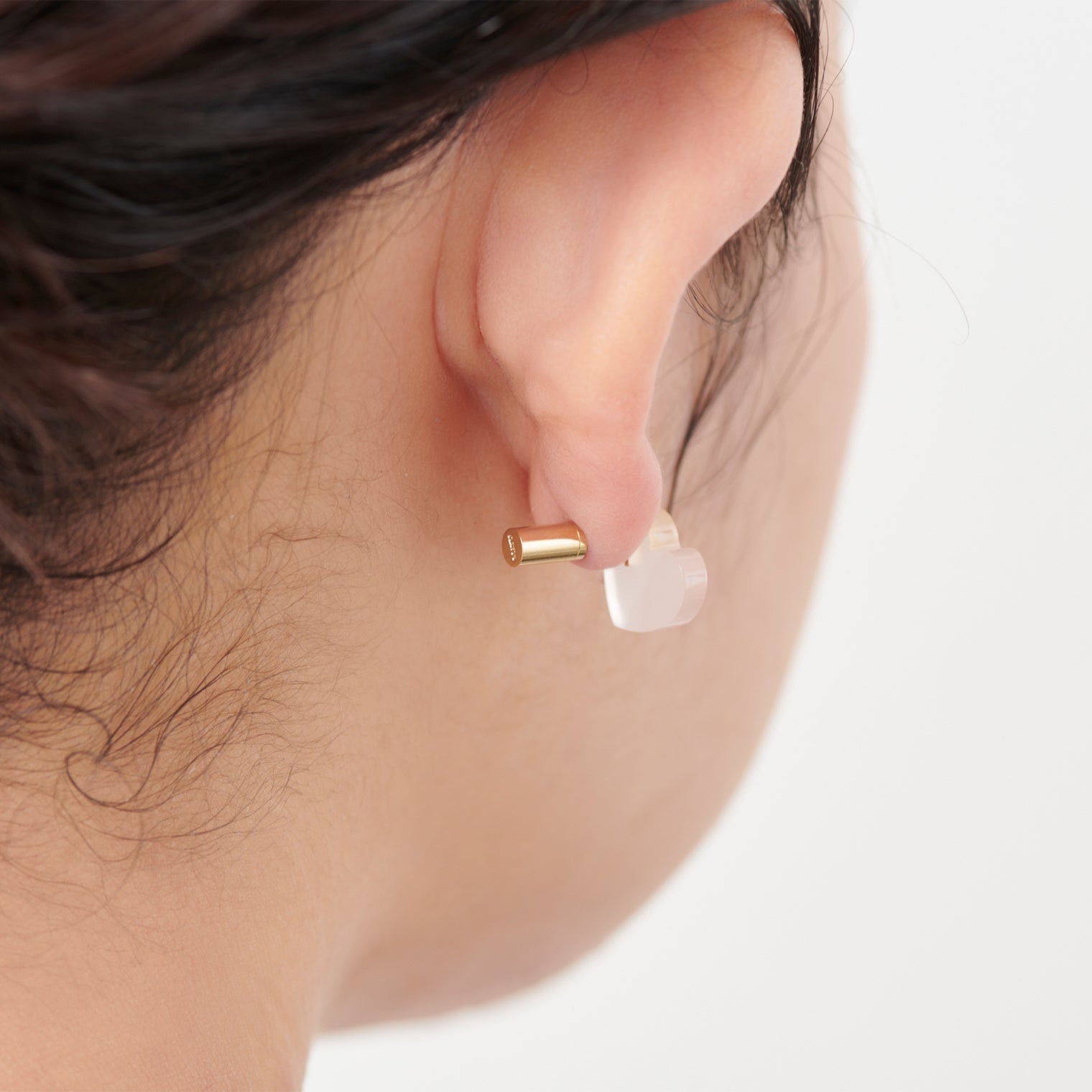 Heart pierced earring (Rose quartz / K10 post)