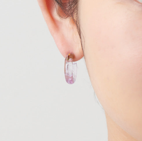 Hoop Pierced earring(Amethyst / K10post)