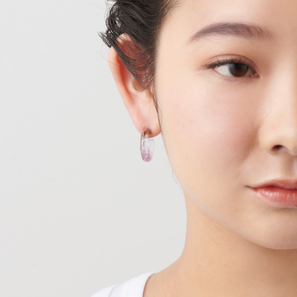 Hoop Pierced earring(Amethyst / K10post)