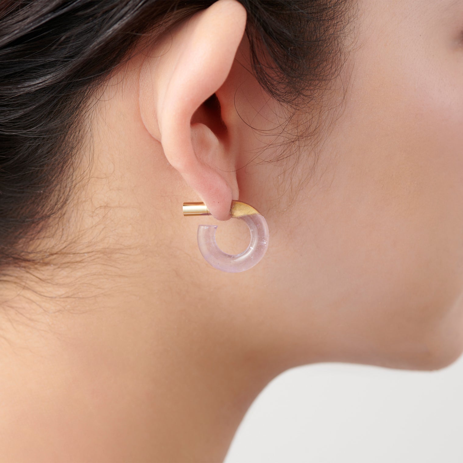 Hoop Pierced earring(Amethyst / K10post)