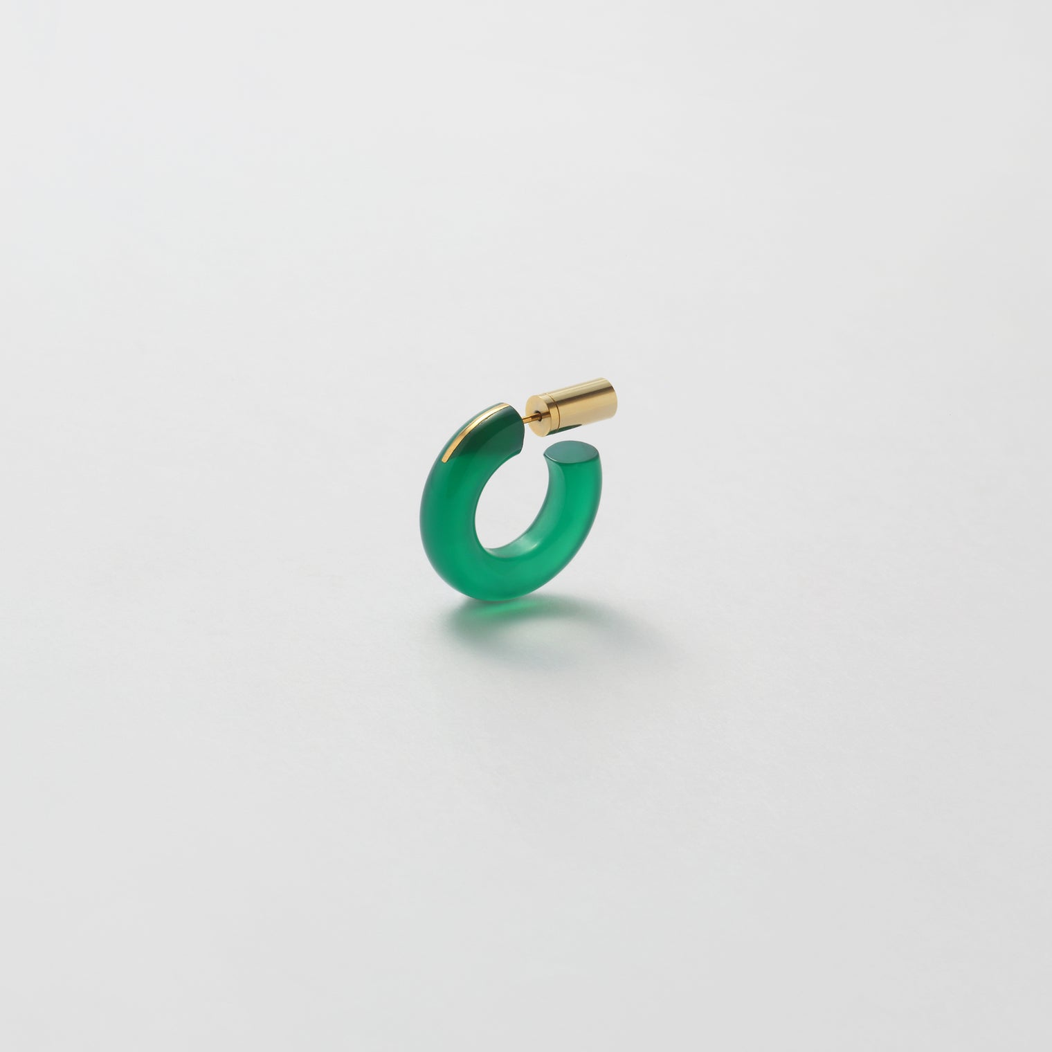 Hoop Pierced earring(Green agate / K10 post)