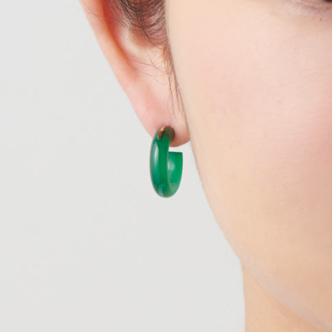 Hoop Pierced earring(Green agate / K10 post)