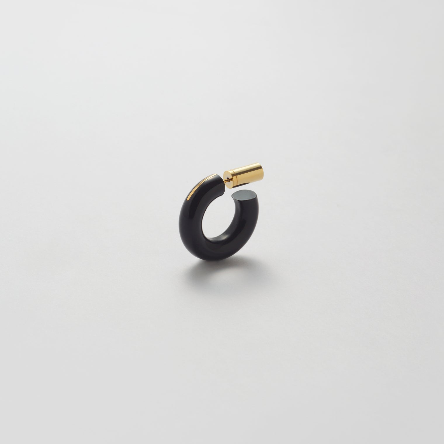Hoop Pierced earring(Onyx / K10 post)