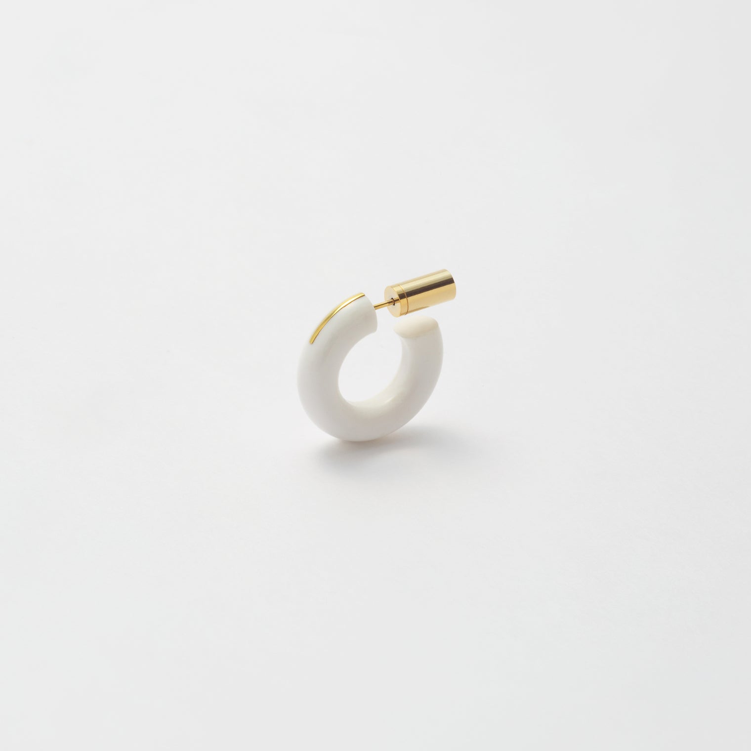 Hoop Pierced earring(White Chalcedony / K10 post)