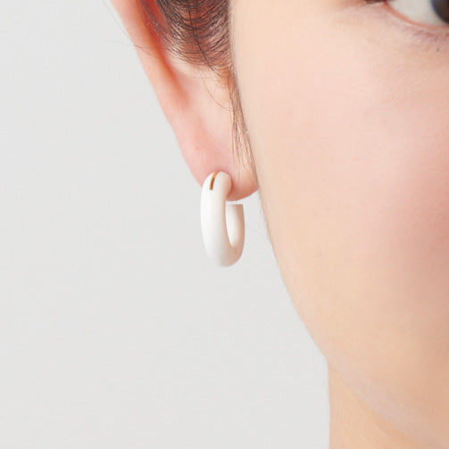 Hoop Pierced earring(White Chalcedony / K10 post)