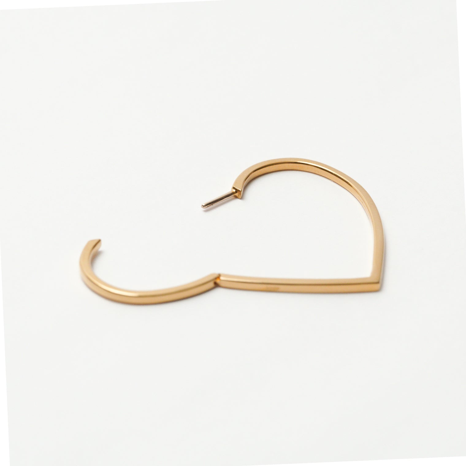 Hoop heart pierced earring ( large / gold)