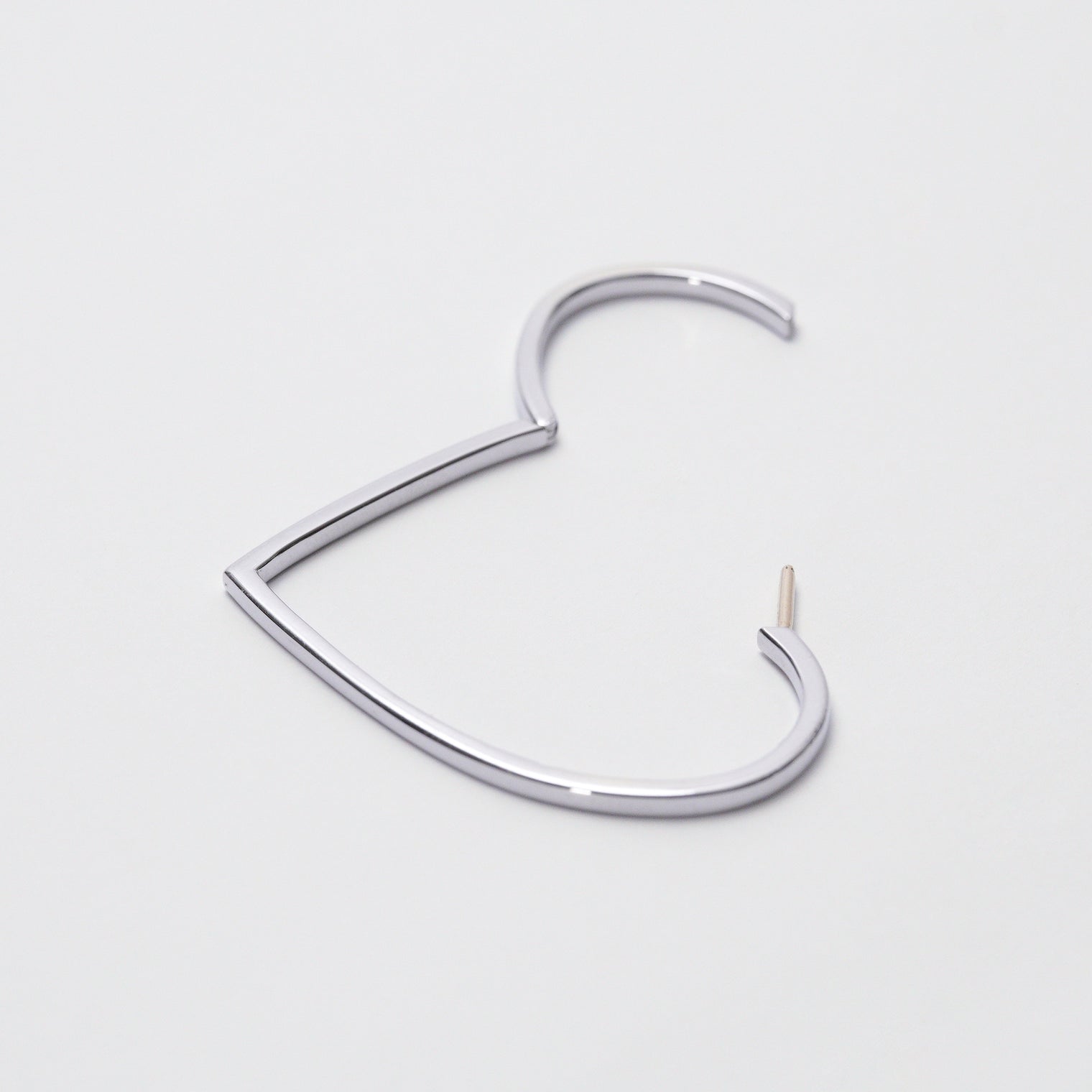 Hoop heart pierced earring ( large / silver )