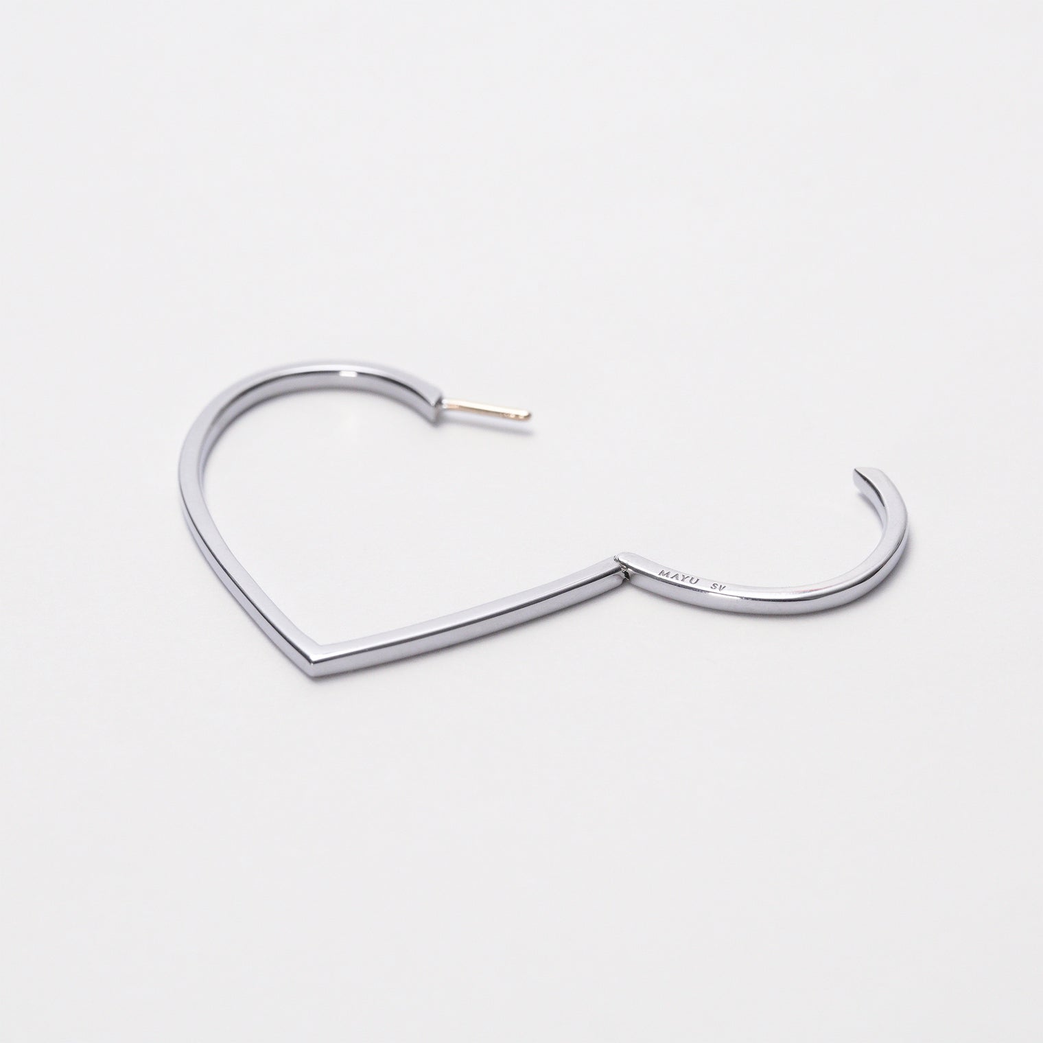 Hoop heart pierced earring ( large / silver )