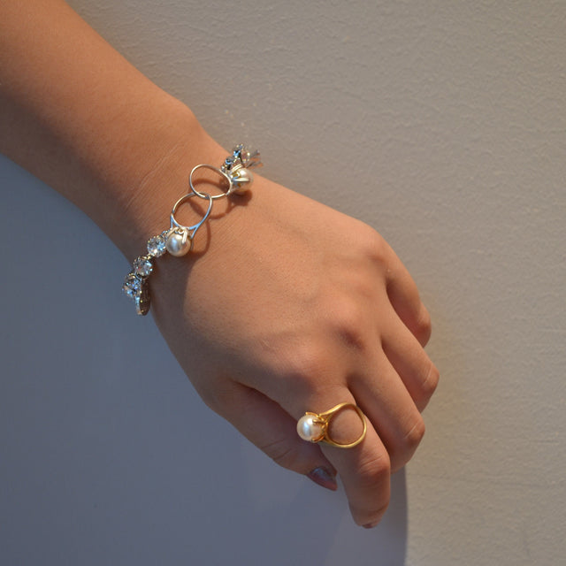 crystal glass bracelet (silver)