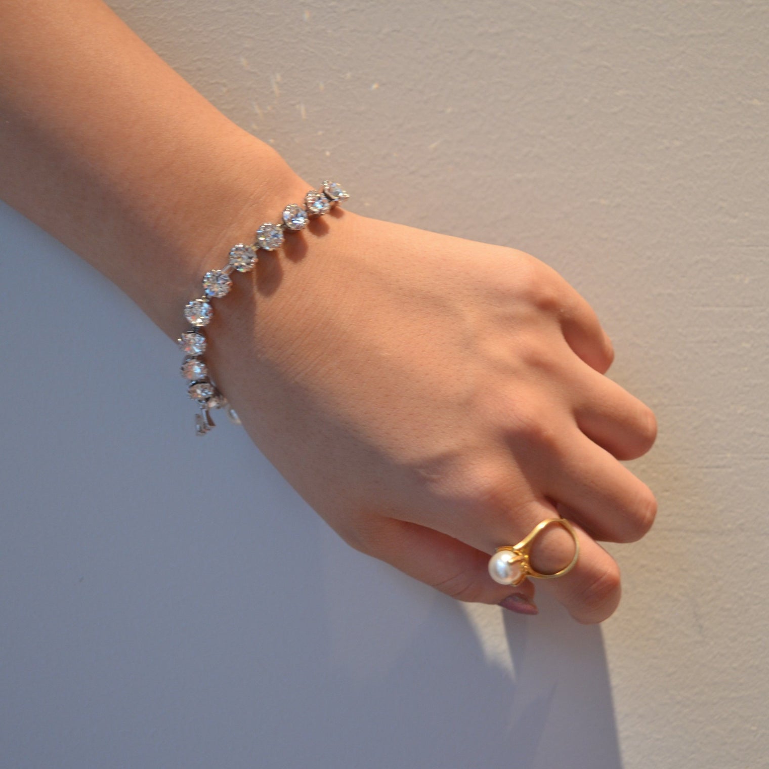 crystal glass bracelet (silver)