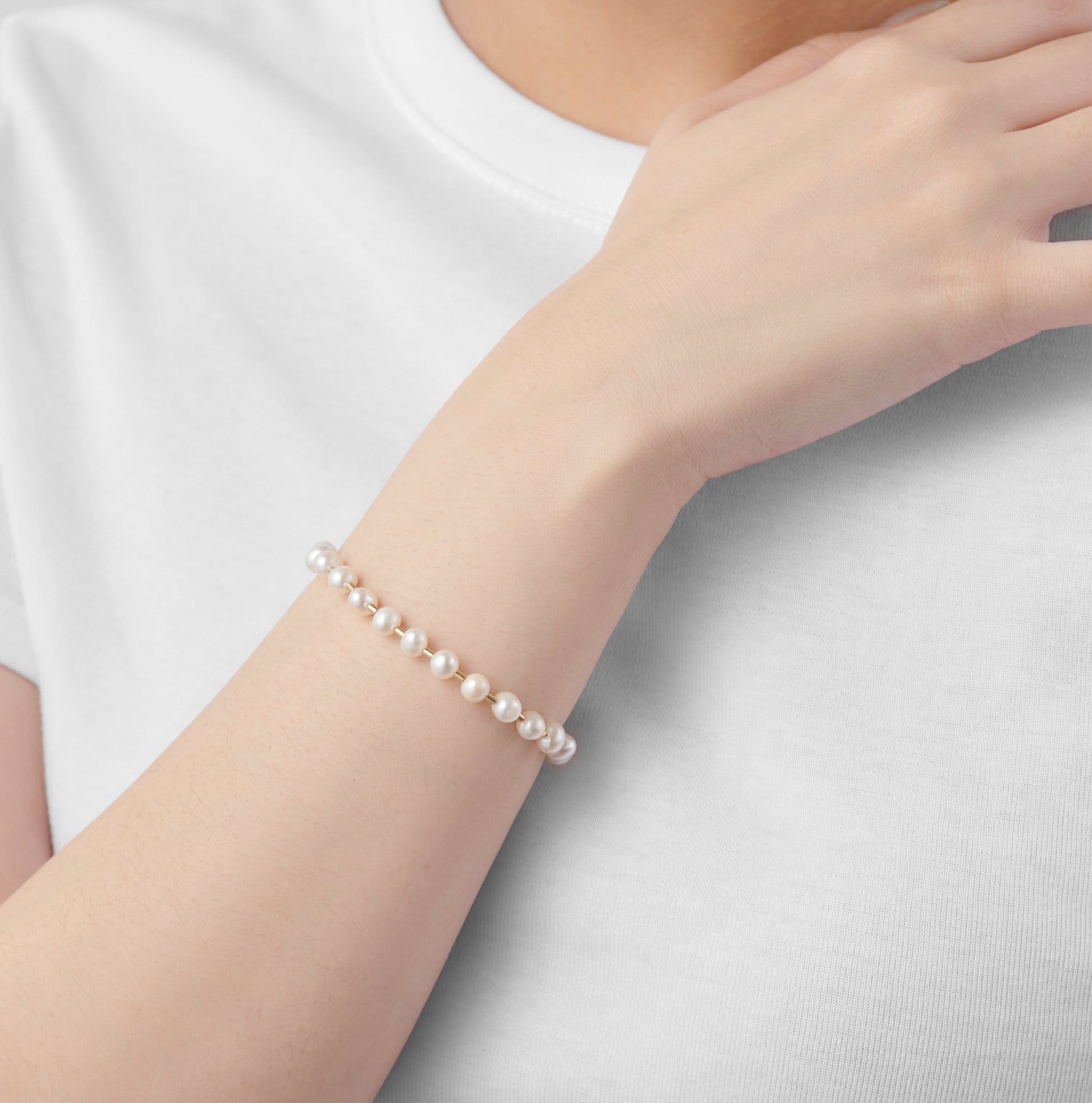 freshwater pearl ball chain bracelet