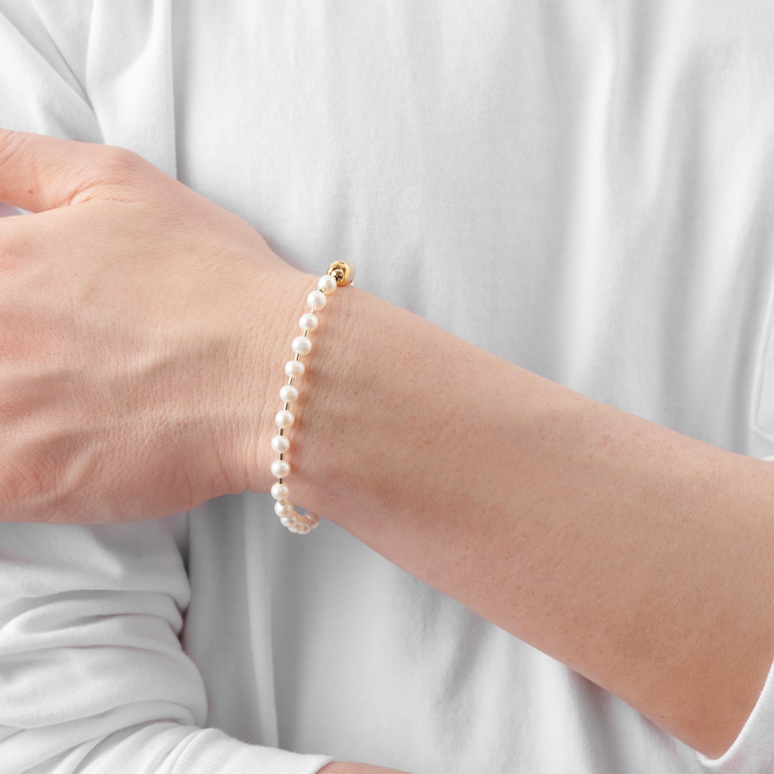 freshwater pearl ball chain bracelet