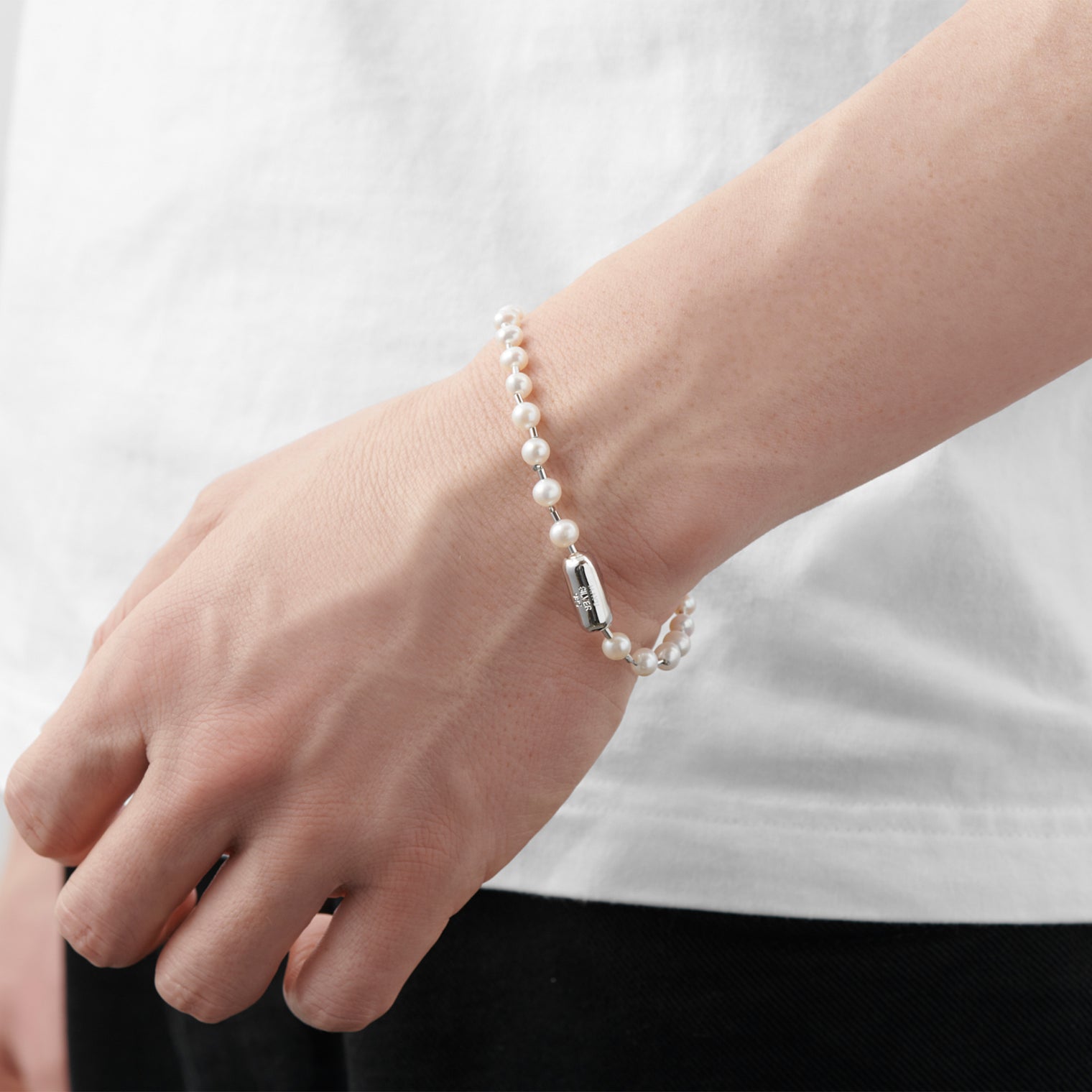 freshwater pearl ball chain bracelet