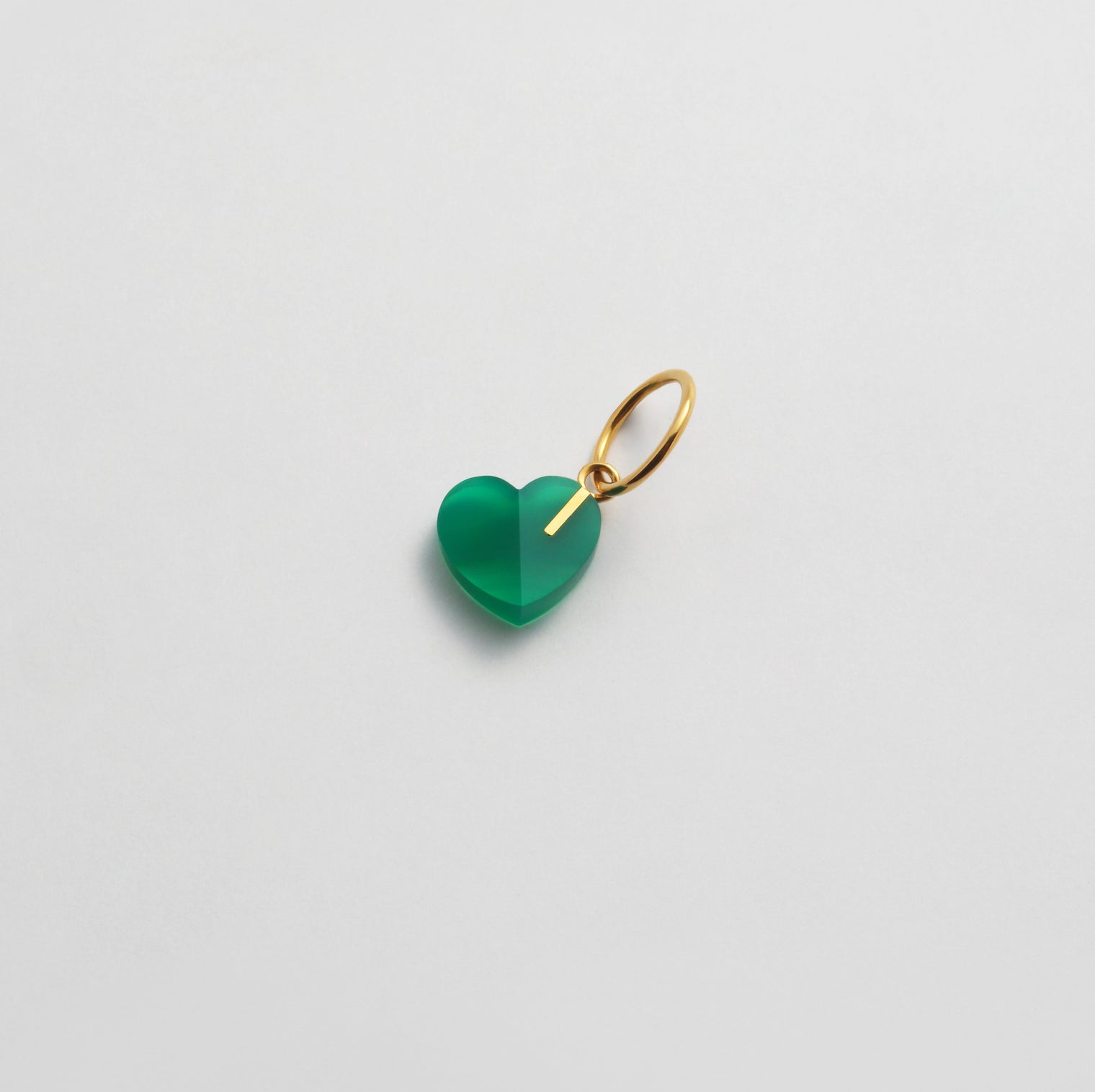 mini Heart charm ( Green agate )